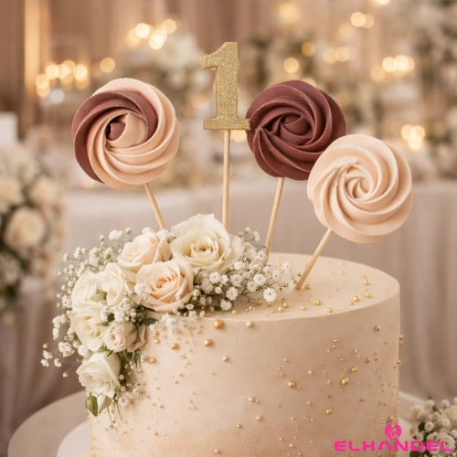 Lizaki bezowe 3 sztuki topper dekoracje na tort komunijny urodziny